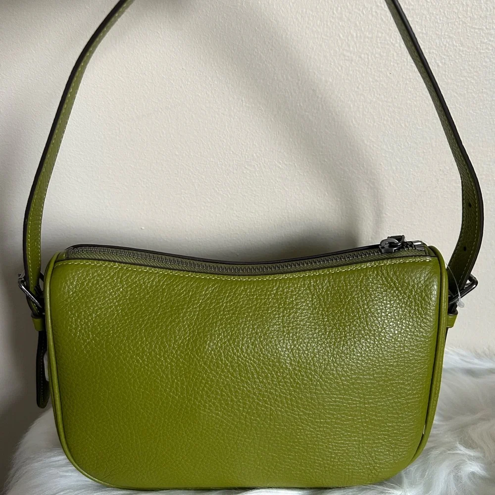 Coach bright Olive Green Pebbled Leather Shoulder Bag